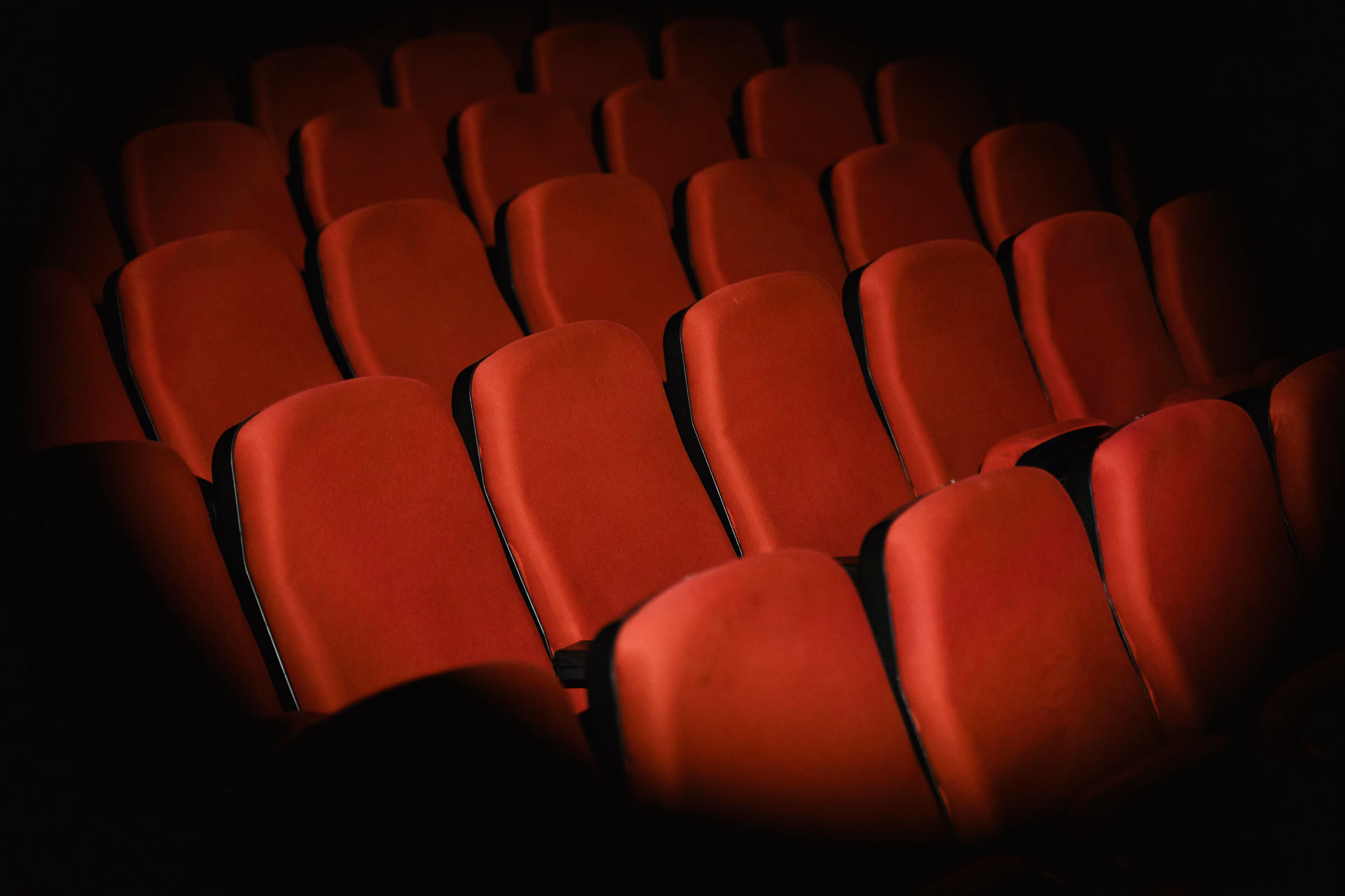Red Theater arts chairs stock image