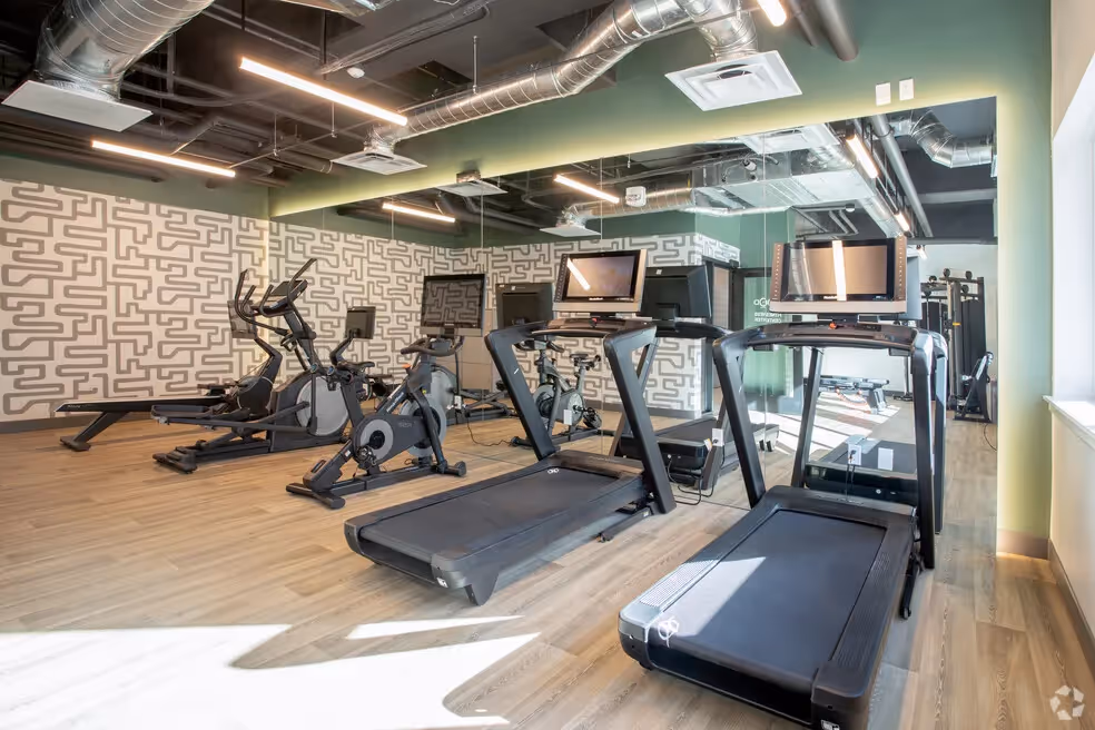 Fitness center with workout equipment and machines