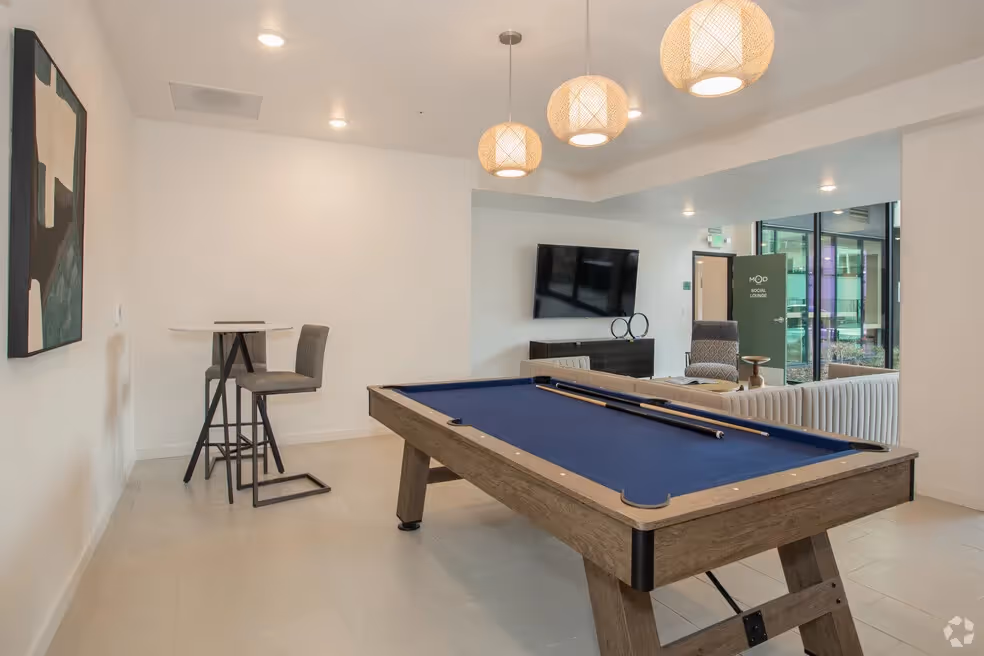 Pool table in the clubhouse