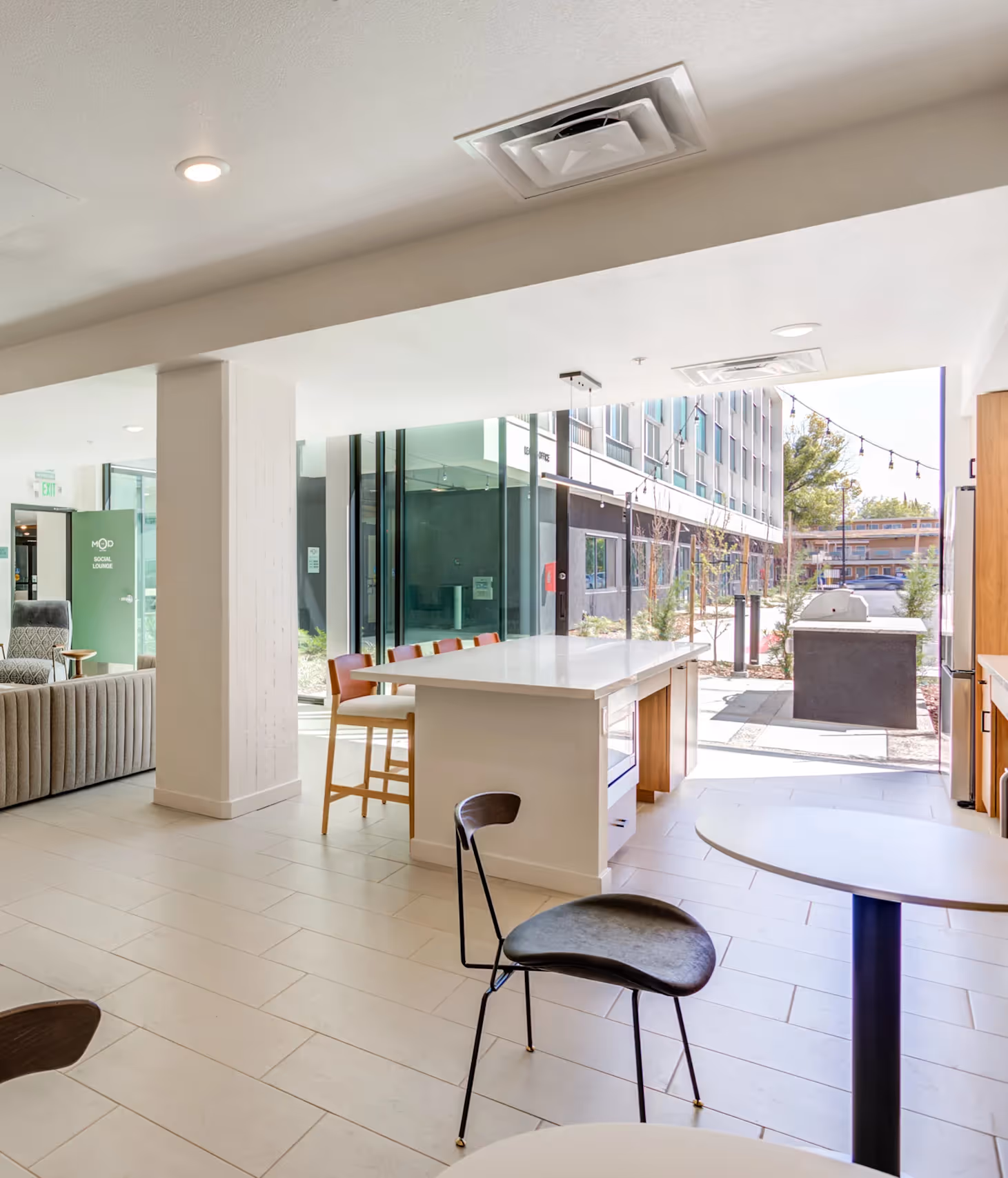 View from clubhouse of outdoor area