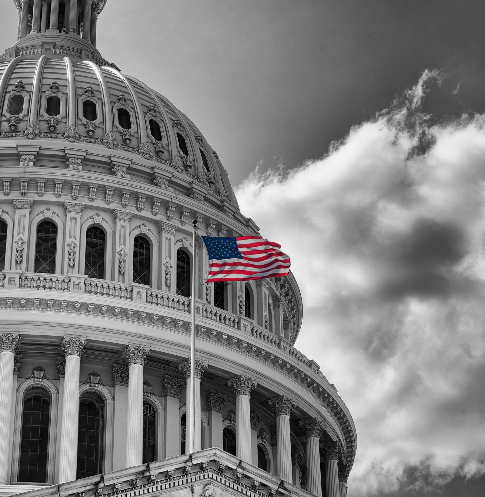 United States Capitol dome with American flag, PICXM origin section