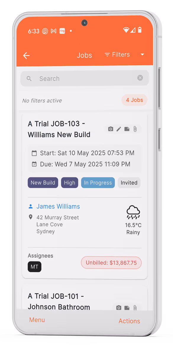 NextMinute Screenshot - Job management on mobile