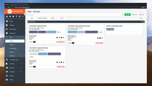 NextMinute Screenshot - Jobs on Desktop View 
