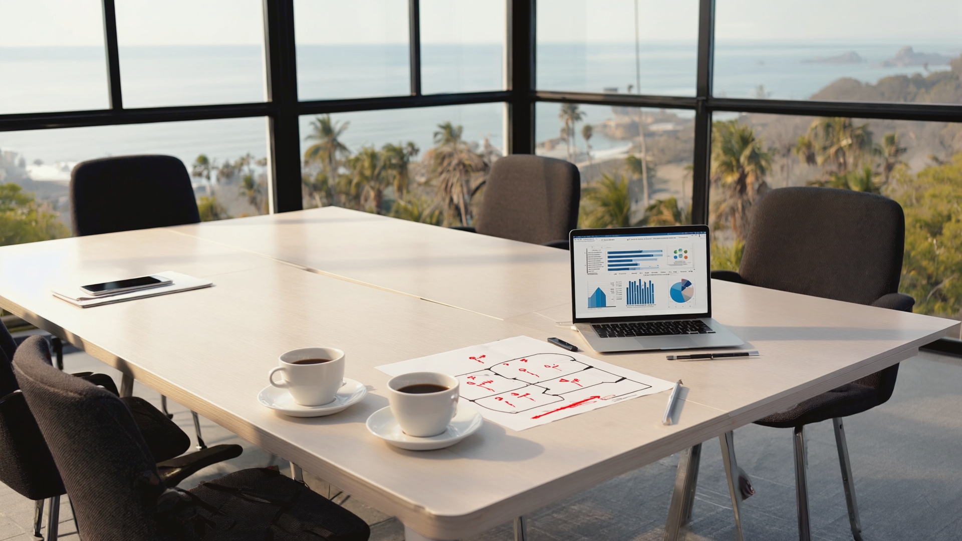 Business professional reviewing AI implementation results with their consulting team