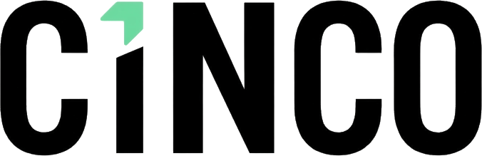 Cinco brand logo with stylized letter I in black and green.