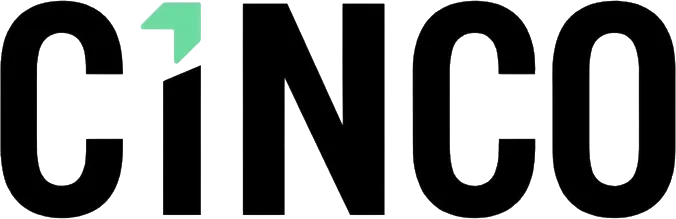 Cinco brand logo with stylized letter I in black and green.