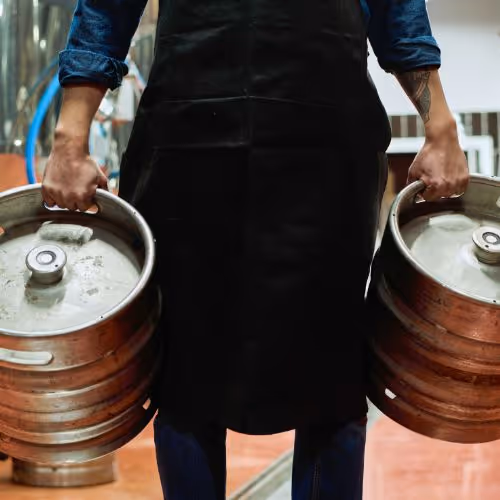 Brewery production equipment in operation.