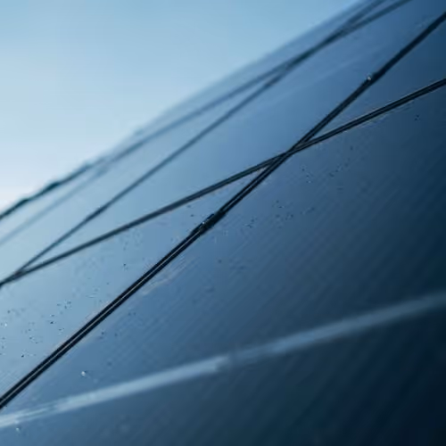 Solar panels installed on a building rooftop.