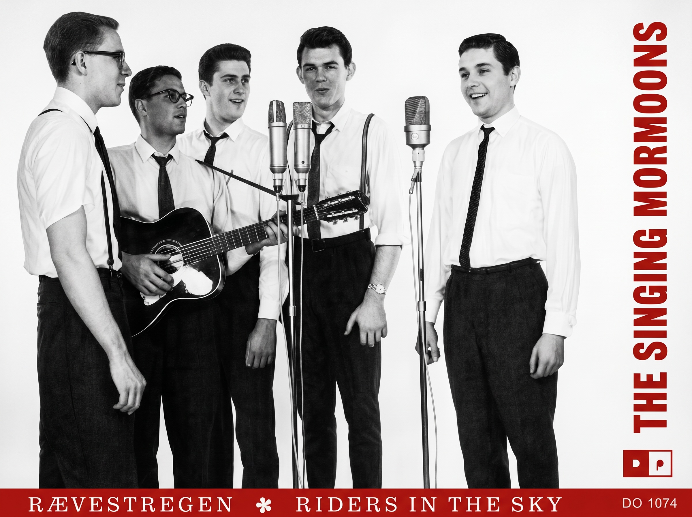 The Singing Mormons at the microphones
