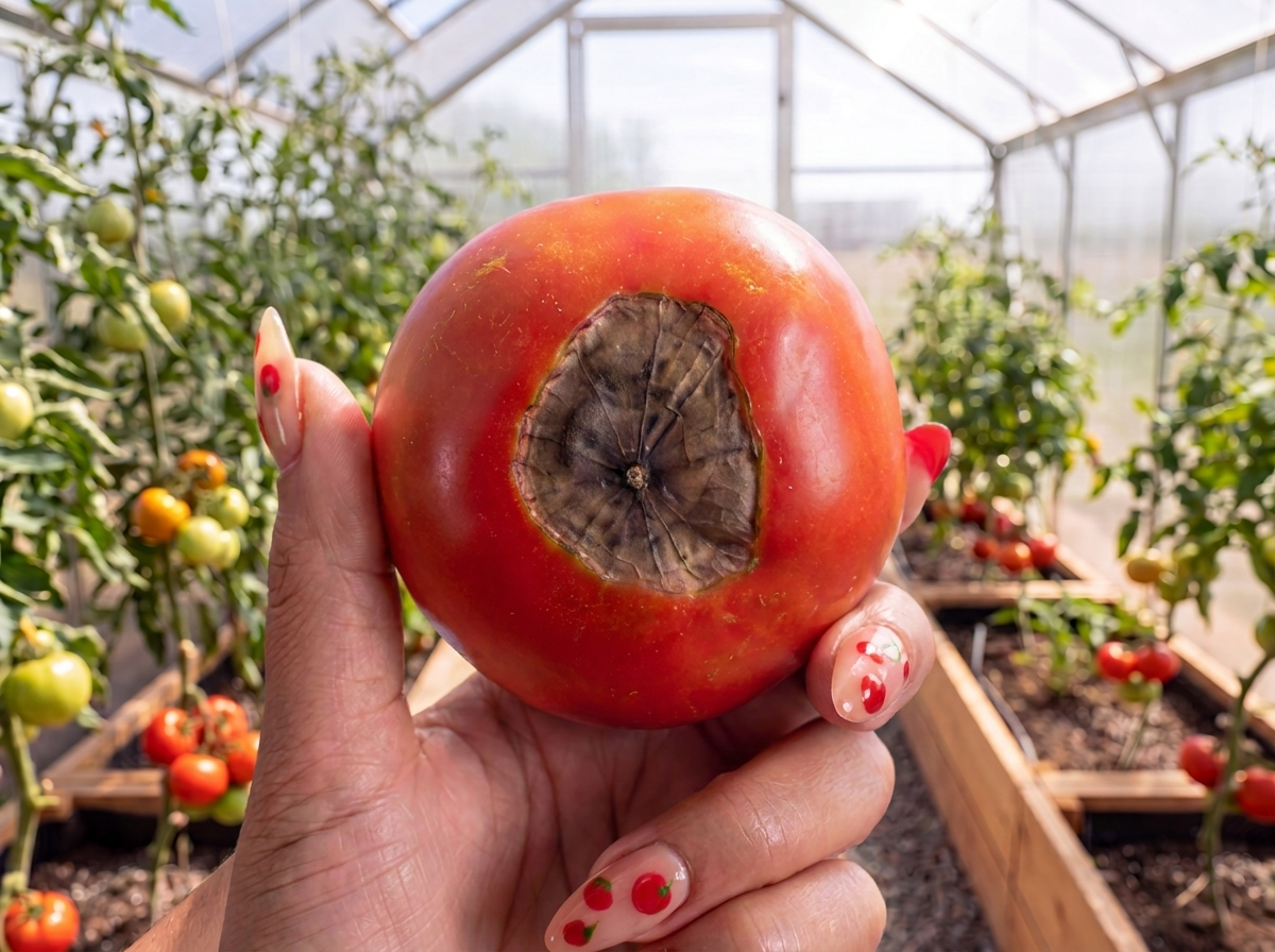 Blossom end rot on tomato fruit