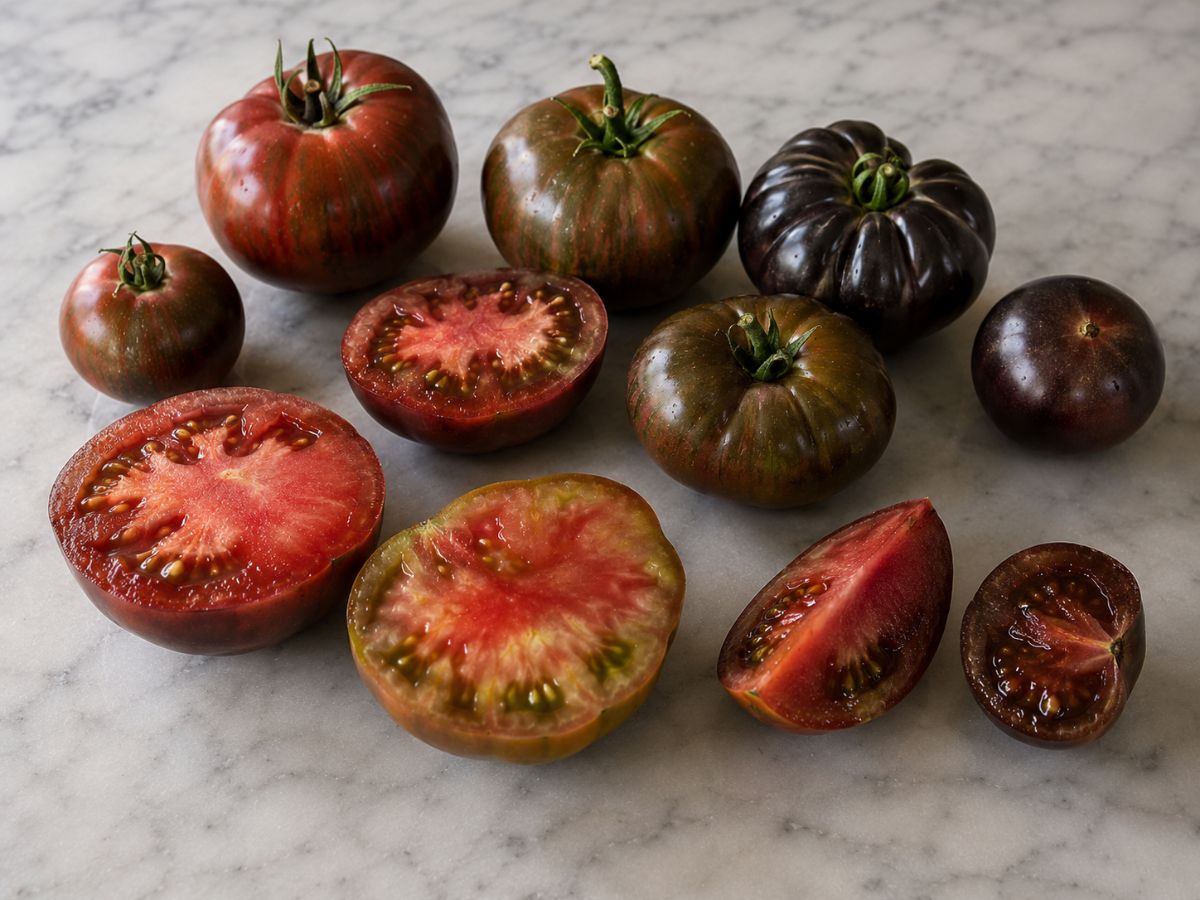 Black and purple heirloom tomatoes
