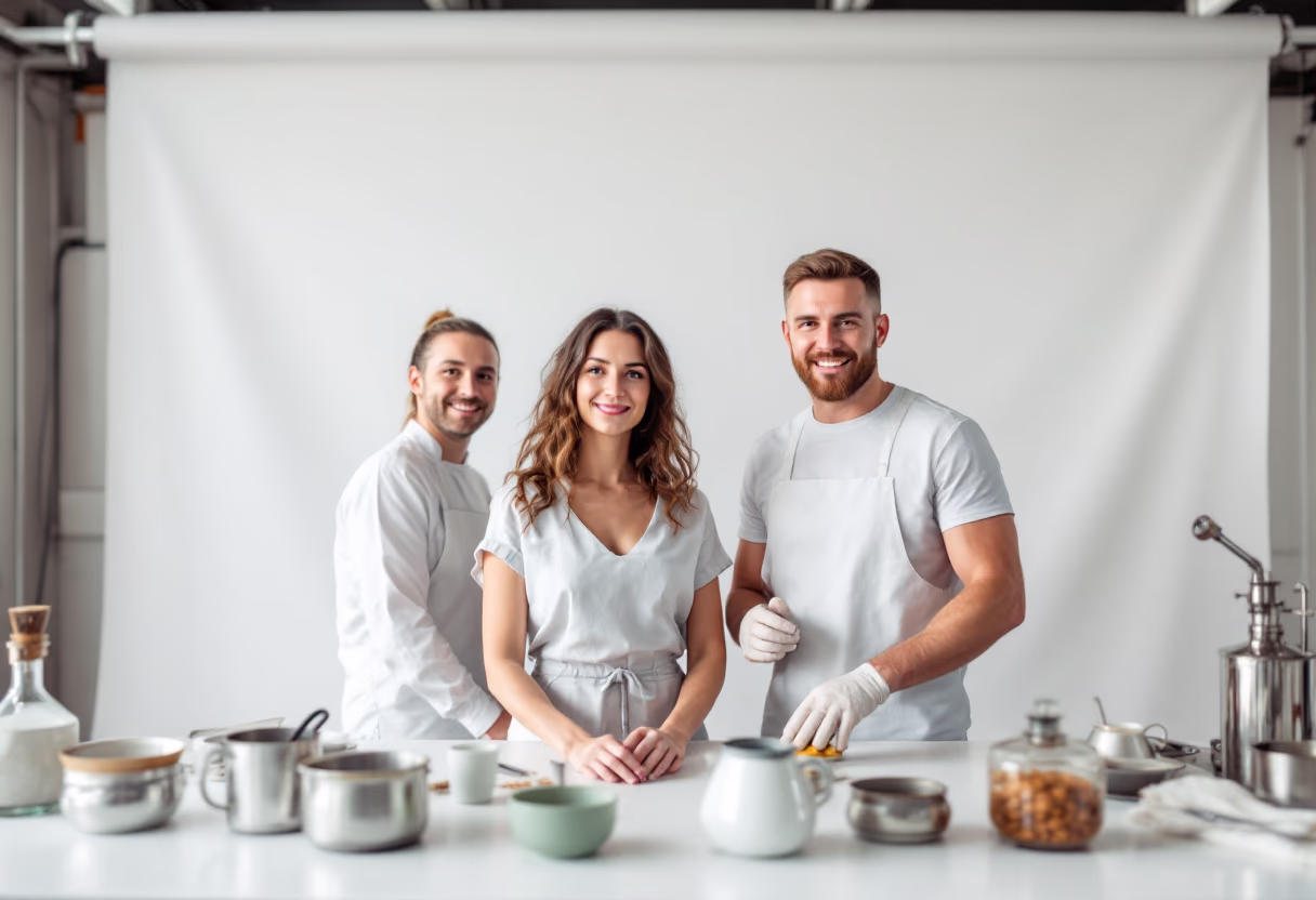 image of community members volunteering at a distillery