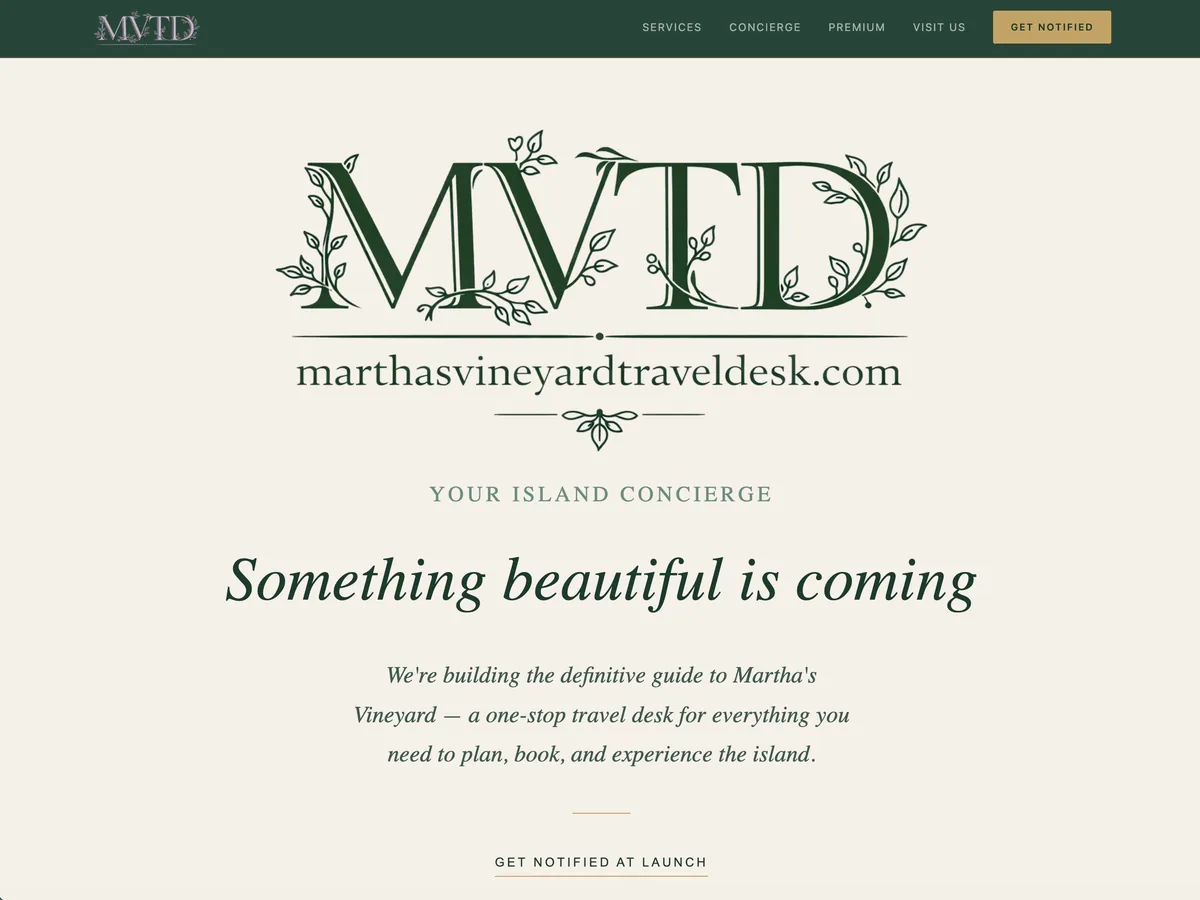 Martha's Vineyard Travel Desk — multi-supplier booking platform in development