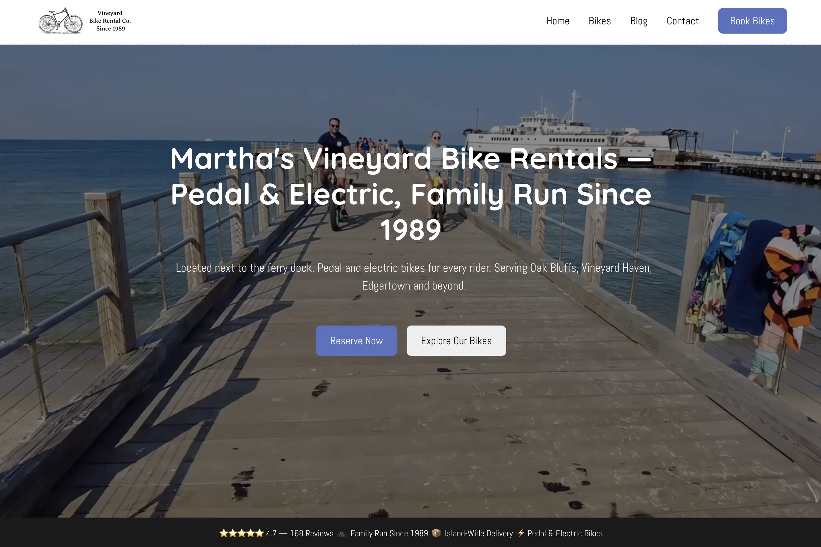 Martha's Vineyard Bike Rentals homepage — Webflow CMS with analytics pipeline