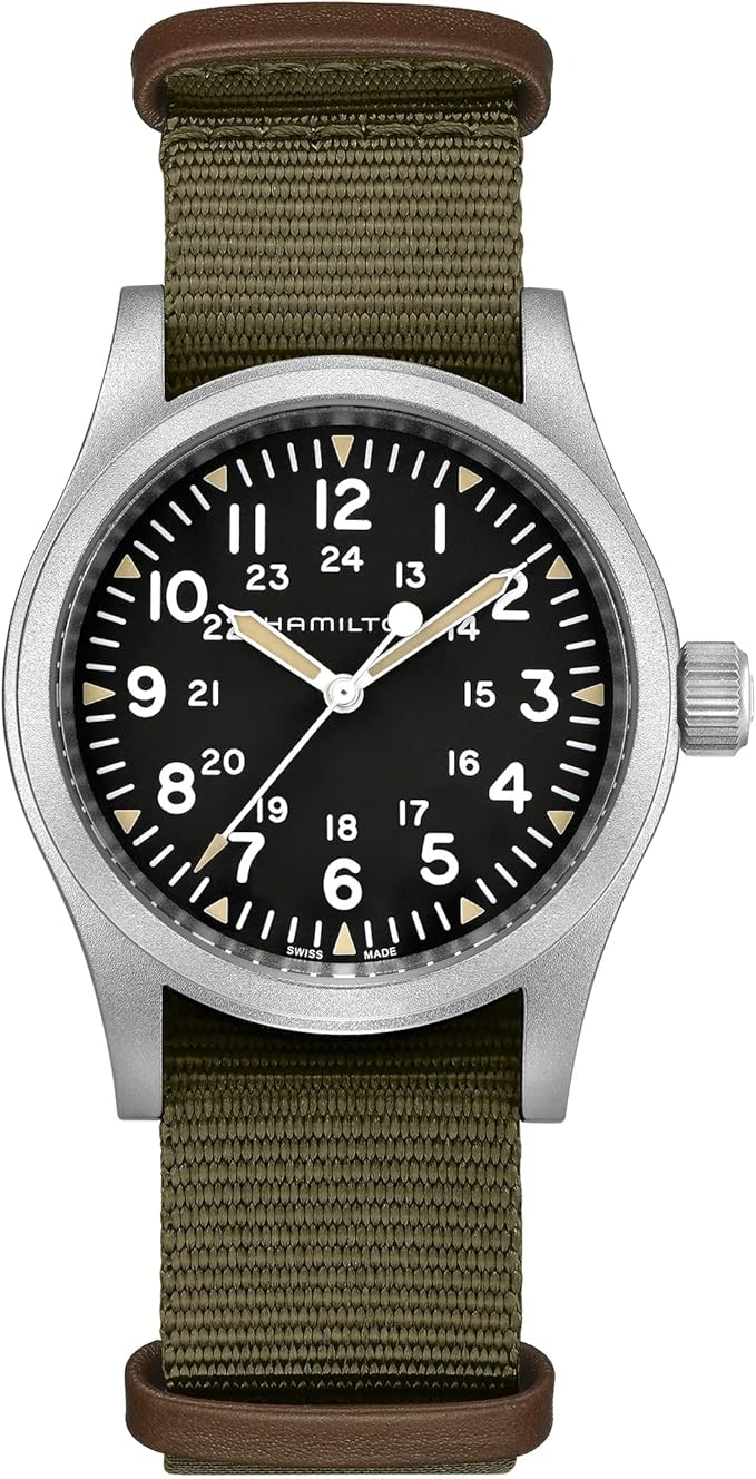 Hamilton Khaki Field Mechanical watch with matte stainless steel case and NATO strap