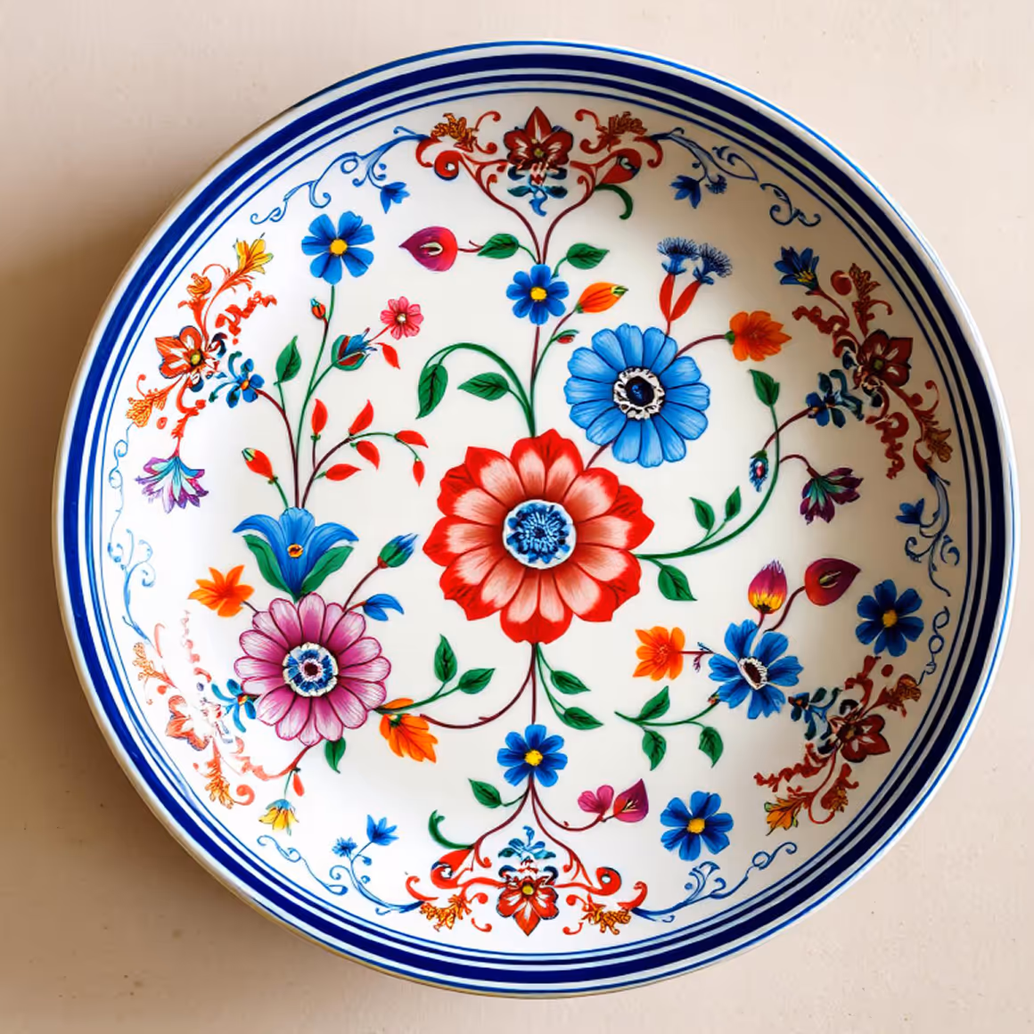 Hand-Painted Ceramic Plate