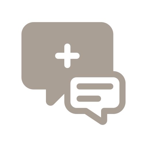 Two overlapping speech bubbles, one with a plus symbol and the other with three horizontal lines, representing adding a new comment or message.