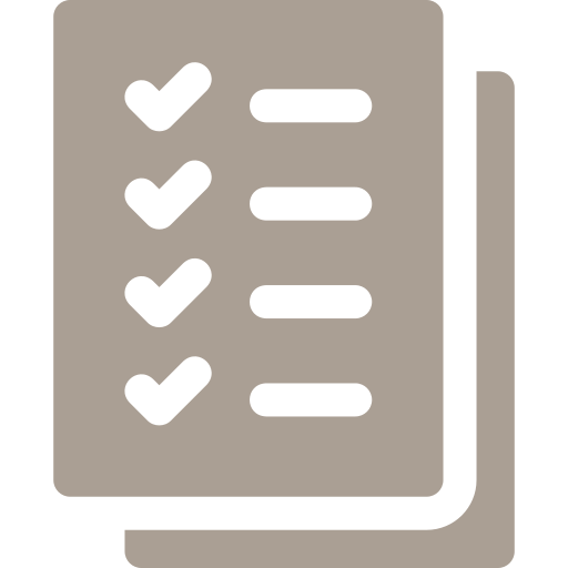 Icon of two overlapping documents with a checklist of four checked items on the front page.