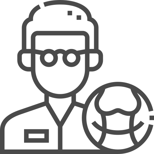 Icon of a person wearing glasses and a doctor's coat alongside a medical illustration of a body