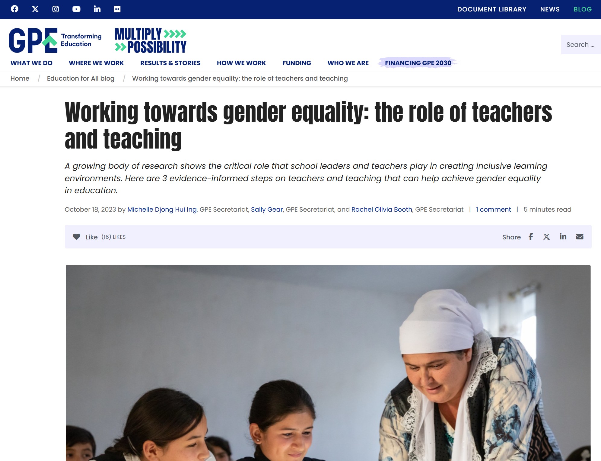 A screenshot of the blog post