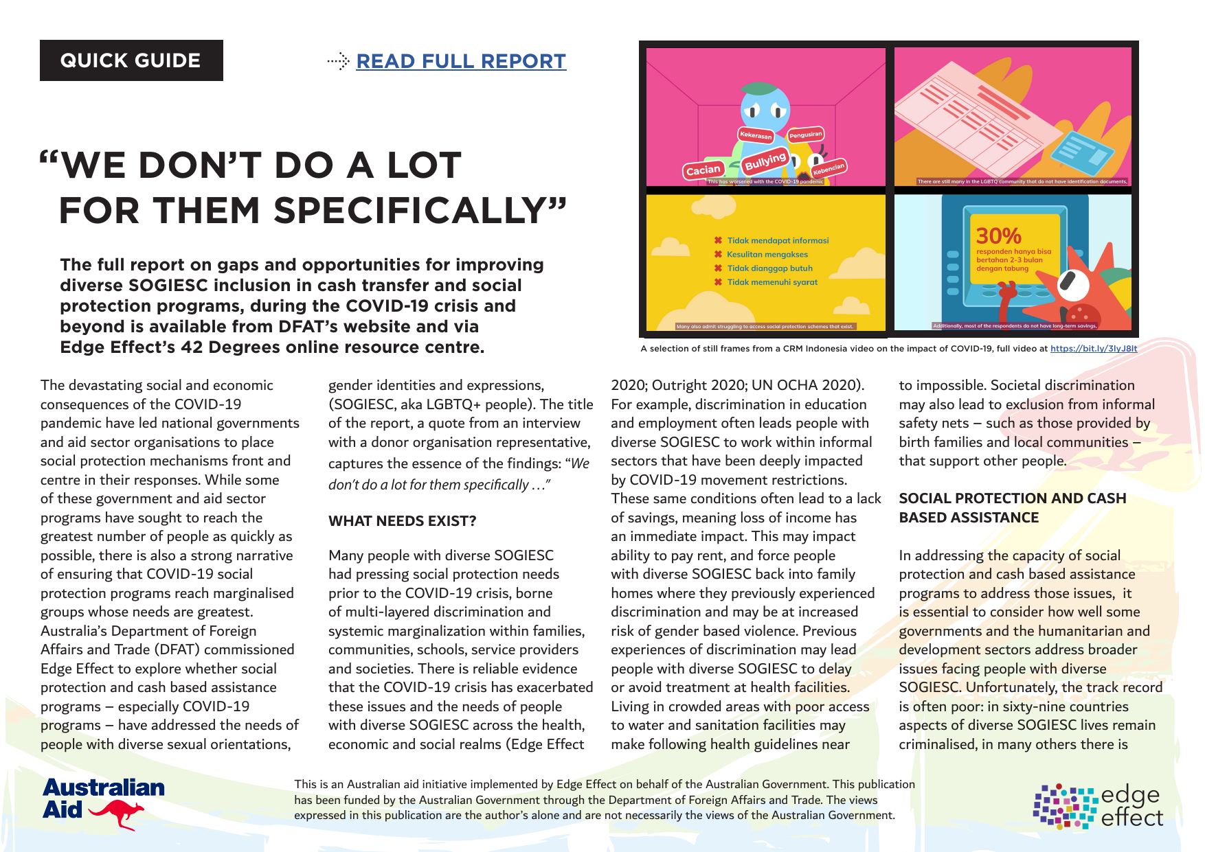 Cover page of the Edge Effect quick guide "We don't do a lot for them specifically"