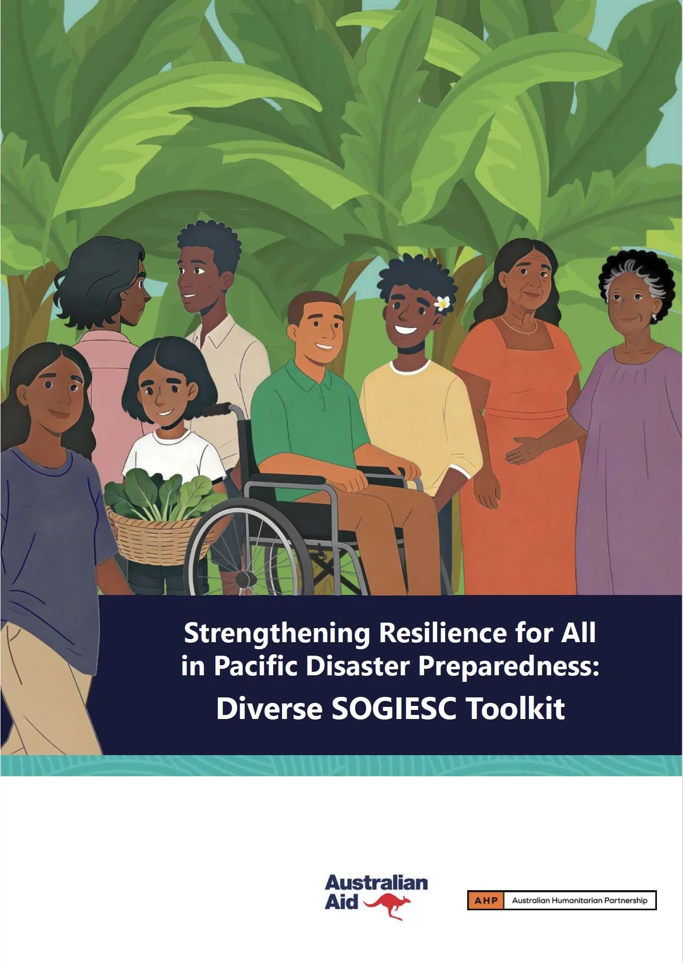 Cover of the Diverse SOGIESC Toolkit, featuring the title and Australian Humanitarian Partnership branding.
