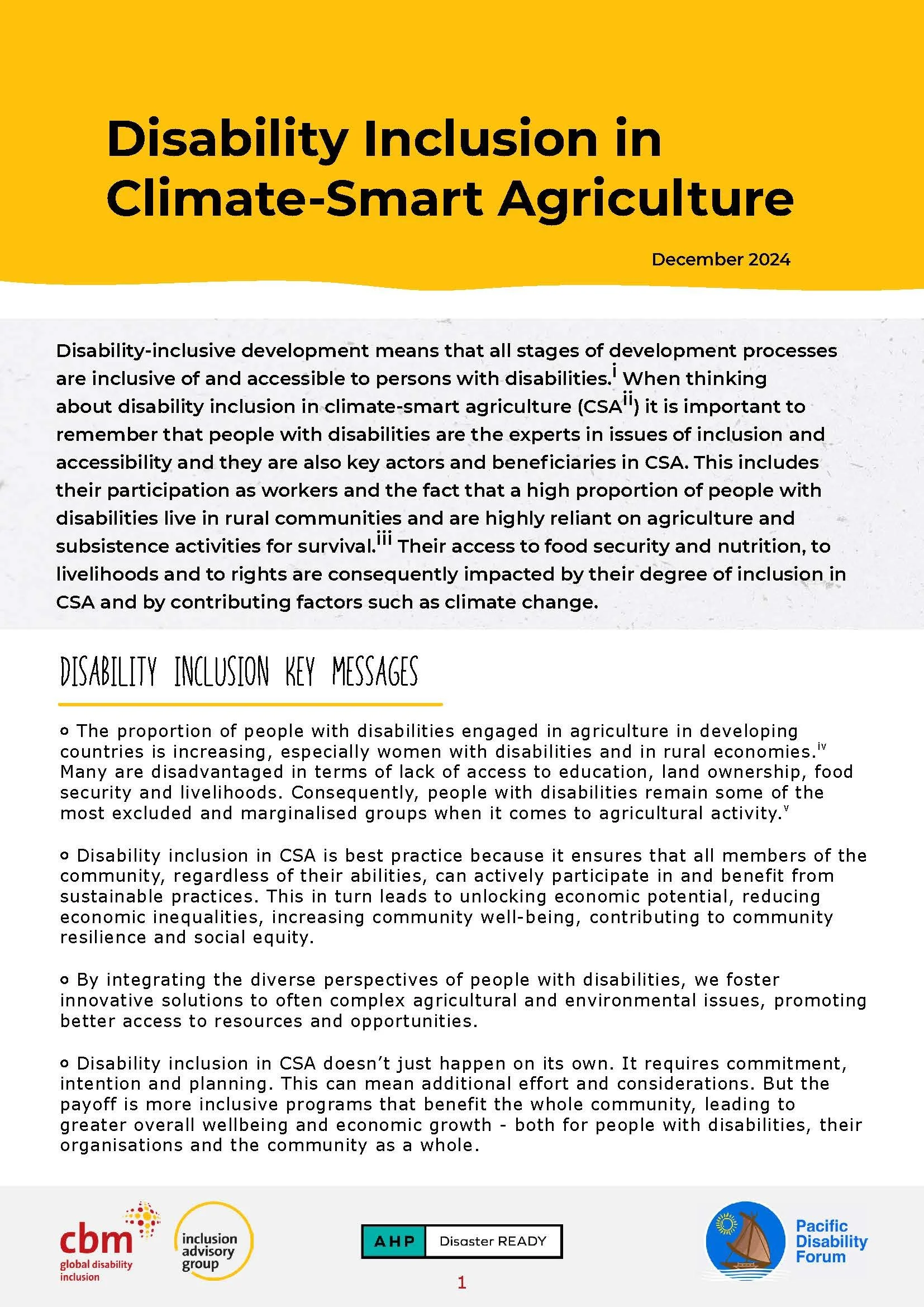 Cover of the Disability Inclusion in Climate-Smart Agriculture tip sheet.