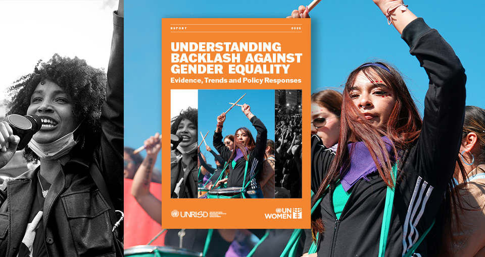 Cover of the UNRISD and UN Women report Understanding Backlash Against Gender Equality: Evidence, Trends and Policy Responses.