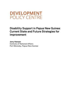 First page of the report Disability support in Papua New Guinea: current state and future strategies for improvement.