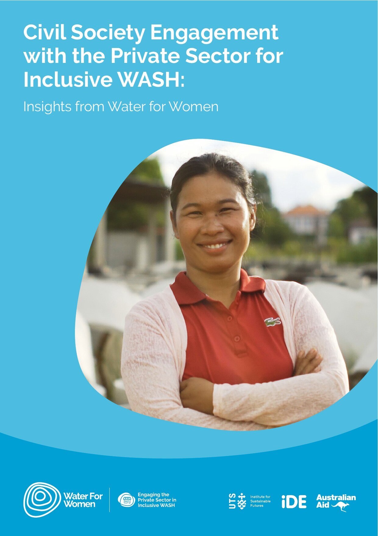 Cover of the Water for Women learning brief 'Civil Society Engagement with the Private Sector for Inclusive WASH: Insights from Water for Women'.