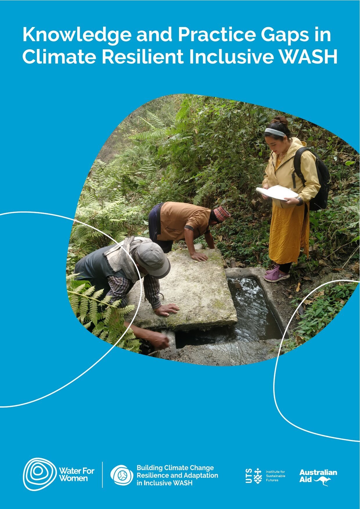 Cover of the Water for Women report 'Knowledge and Practice Gaps in Climate Resilient Inclusive WASH'.