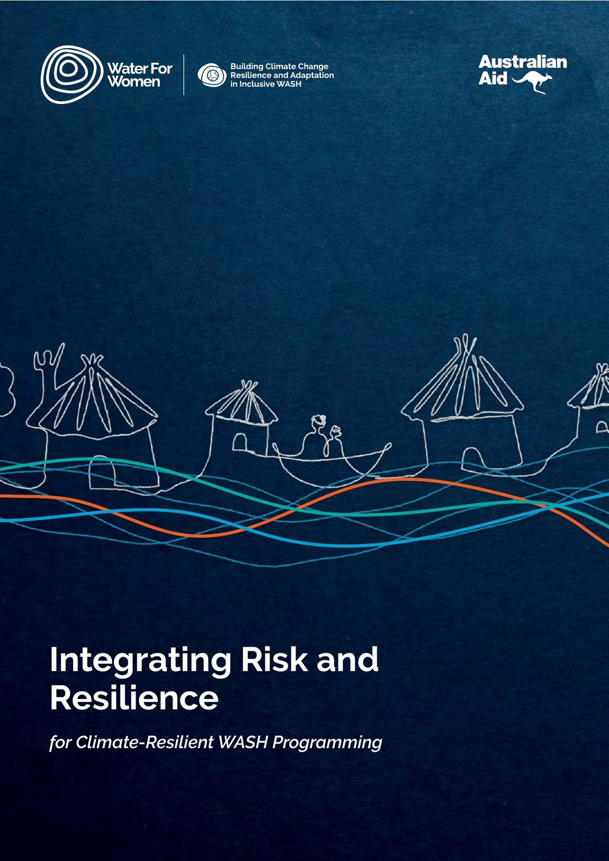 Cover of the Water for Women learning brief 'Integrating Risk and Resilience for Climate-Resilient WASH Programming'.