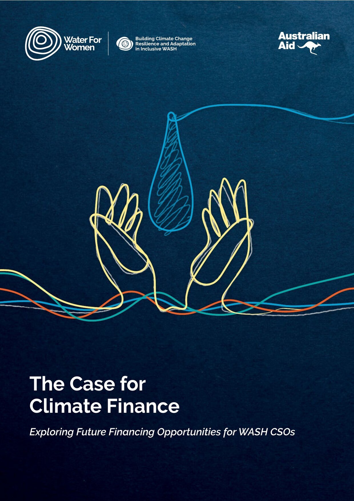 Cover of the Water for Women learning brief 'The Case for Climate Finance: Exploring Future Financing Opportunities for WASH CSOs'.