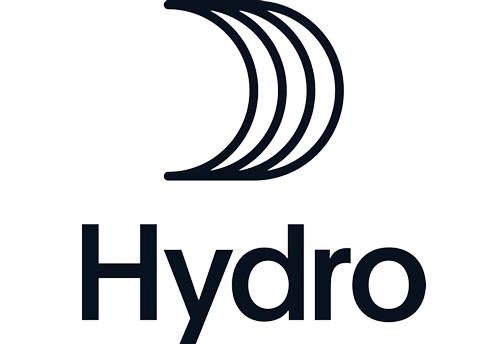 Hydro-logo med stilisert bølgelig D-form over teksten Hydro.