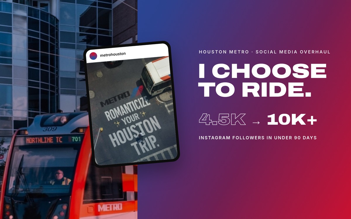 Houston METRO social media overhaul, Instagram followers grew from 4.5K to 10K+ in under 90 days