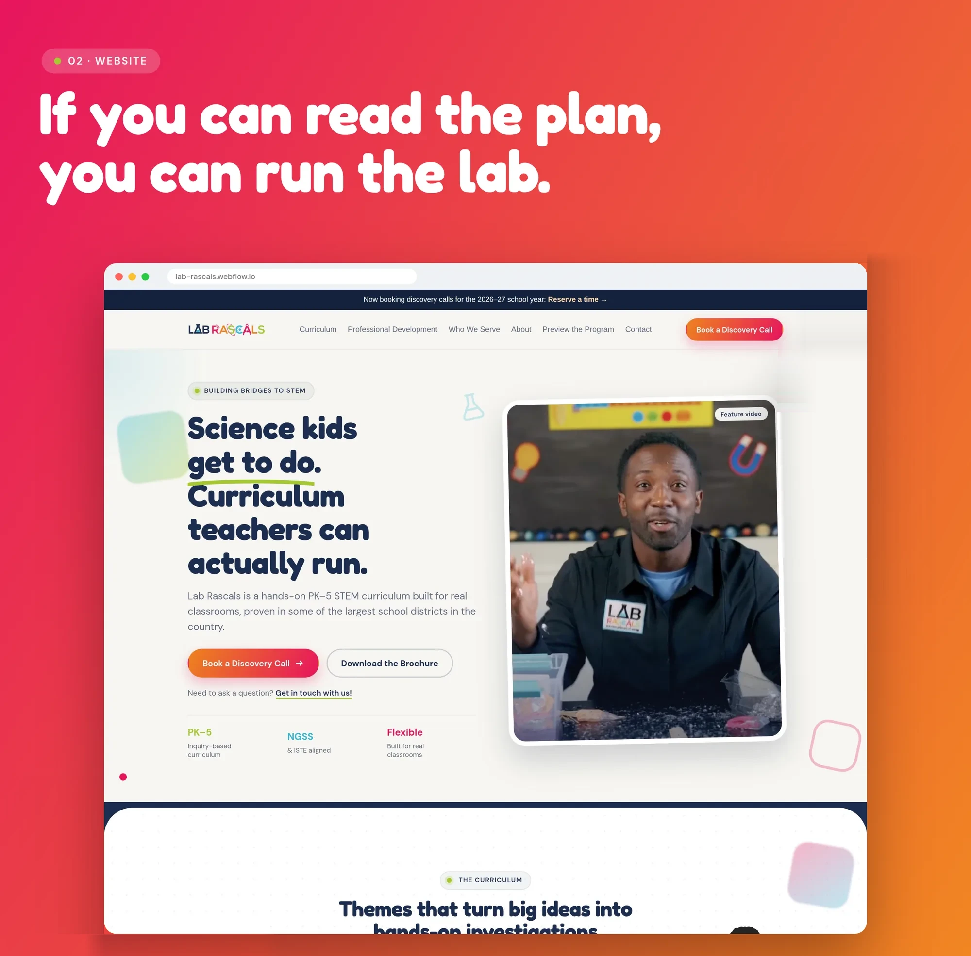 02 · Website If you can read the plan, you can run the lab. lab-rascals.webflow.io