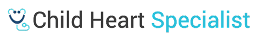 Child Heart Specialist logo with stethoscope icon.