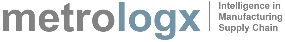 MetroLogx Schriftzug mit dem Slogan Intelligence in Manufacturing Supply Chain.