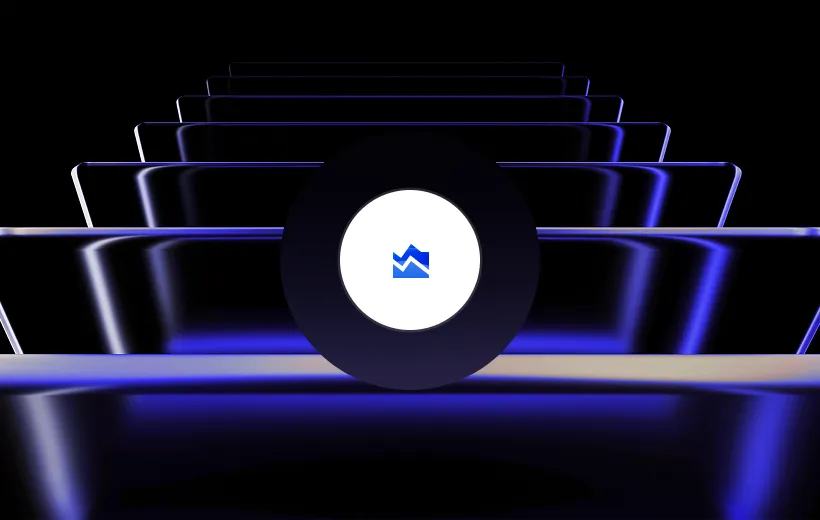 Rows of dark reflective steps with blue light edges receding into darkness.