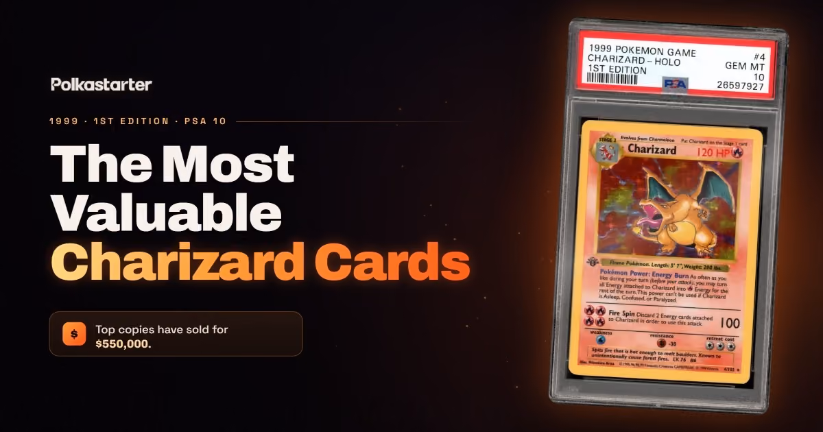 A 1999 Base Set Charizard, the most valuable Charizard card, with top graded copies selling for six figures