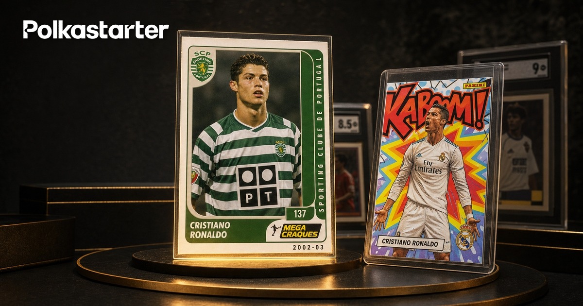 The most valuable Cristiano Ronaldo cards, led by his 2002-03 Panini Mega Craques rookie and the $1.35M Kaboom