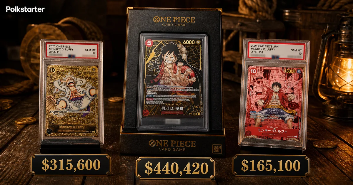 The most expensive One Piece cards: the Korean top prize Luffy, the English Gold championship promo, and the OP13 Red Manga Luffy