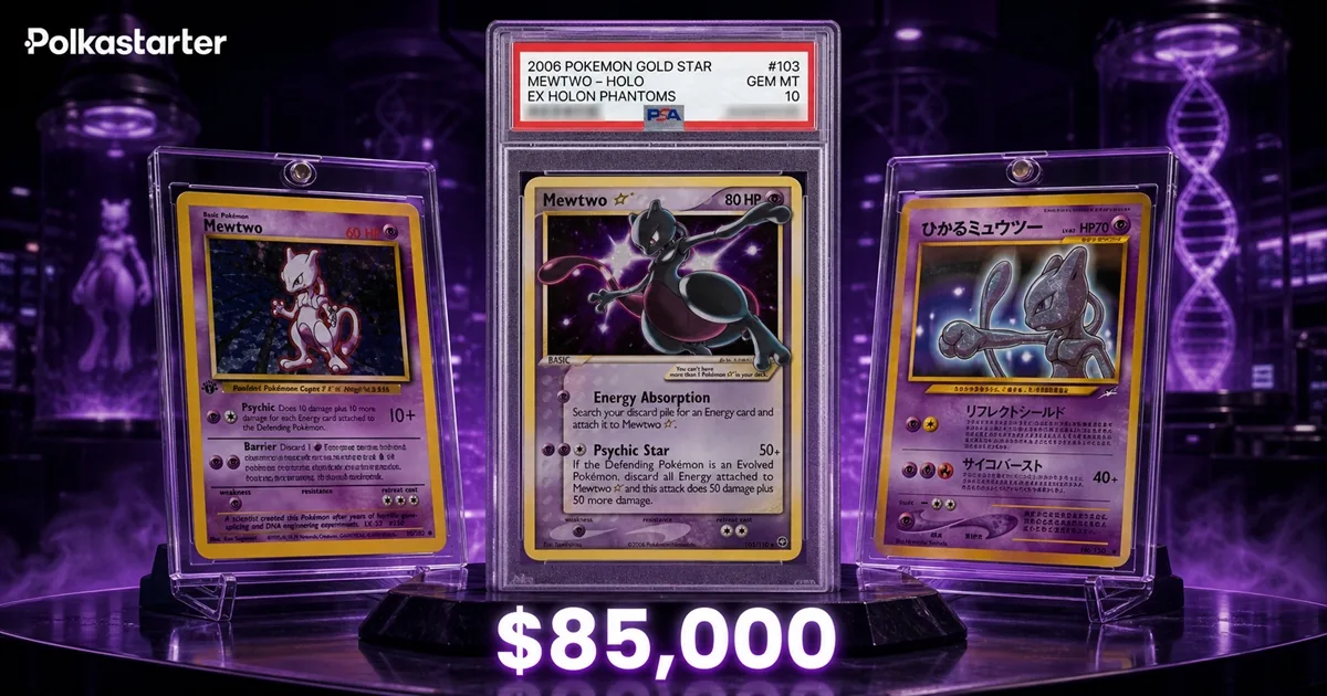 The most valuable Mewtwo cards: the Gold Star record holder, 1st Edition Base Set, and Shining Mewtwo