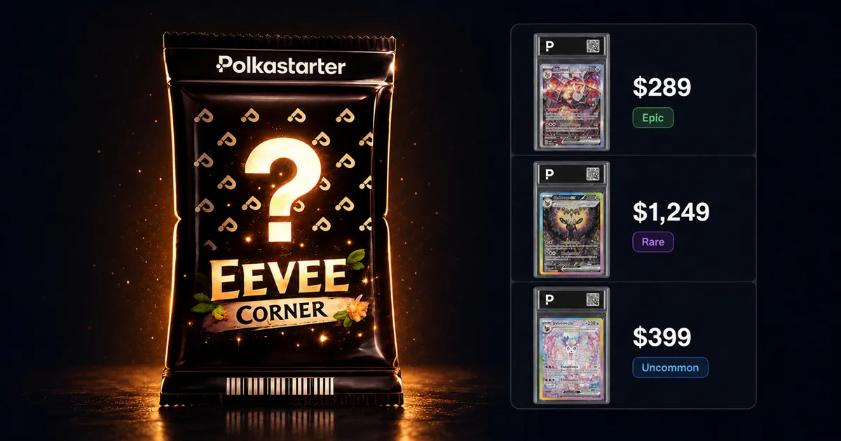 Opening a Pokemon pack online: a Polkastarter Lootbox with its loaded cards listed before opening