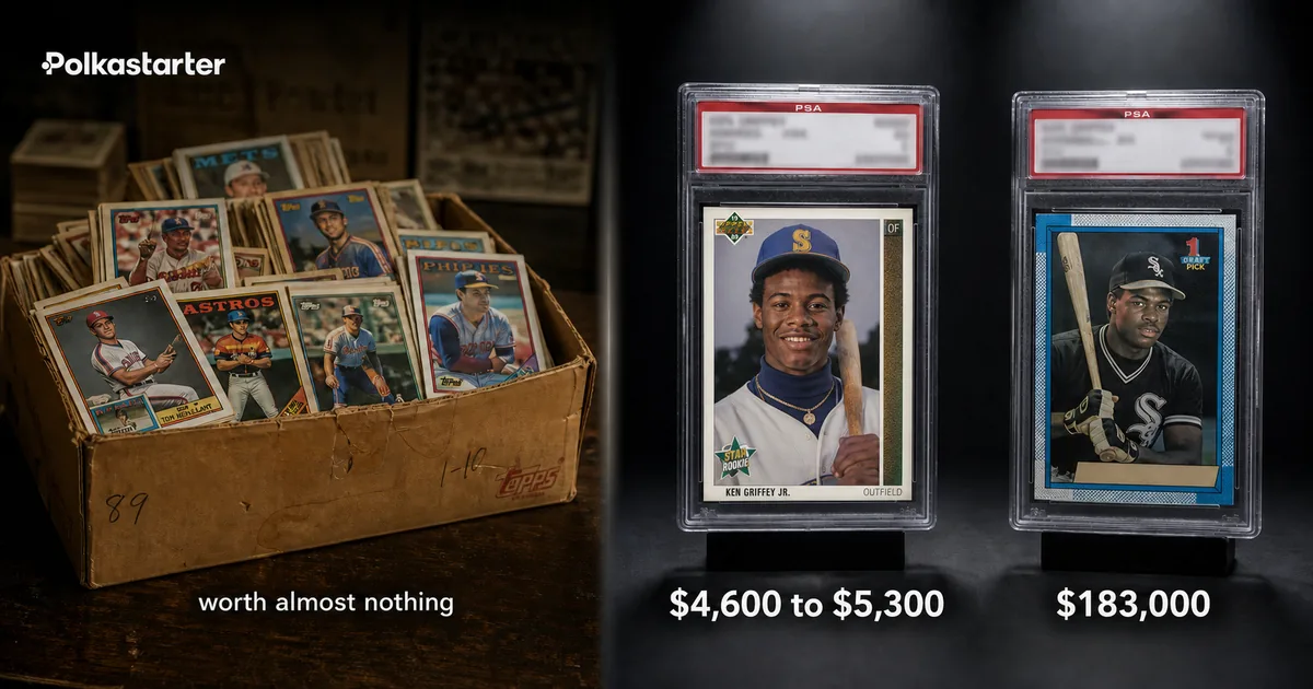 The Junk-Wax Decades, Junk-wax era baseball cards and their graded exceptions: 1989 Upper Deck Griffey and the 1990 Frank Thomas no-name error