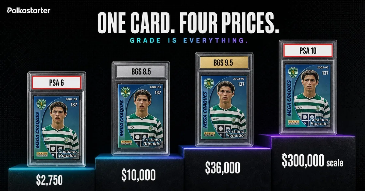 The Rookie Price Ladder, The Ronaldo rookie price ladder: the same Mega Craques card from PSA 6 to PSA 10, priced at every grade