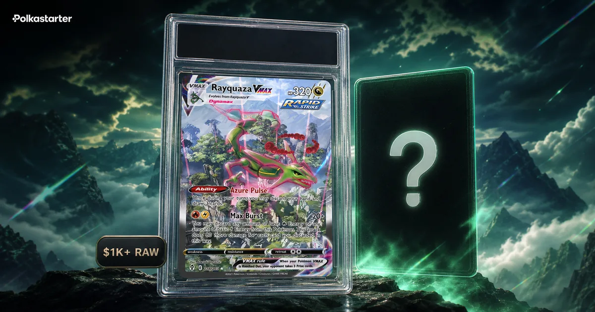 The Rayquaza Factor, The Rayquaza precedent: the Evolving Skies Rayquaza VMAX alternate art trades around $1,000 raw, second only to Moonbreon
