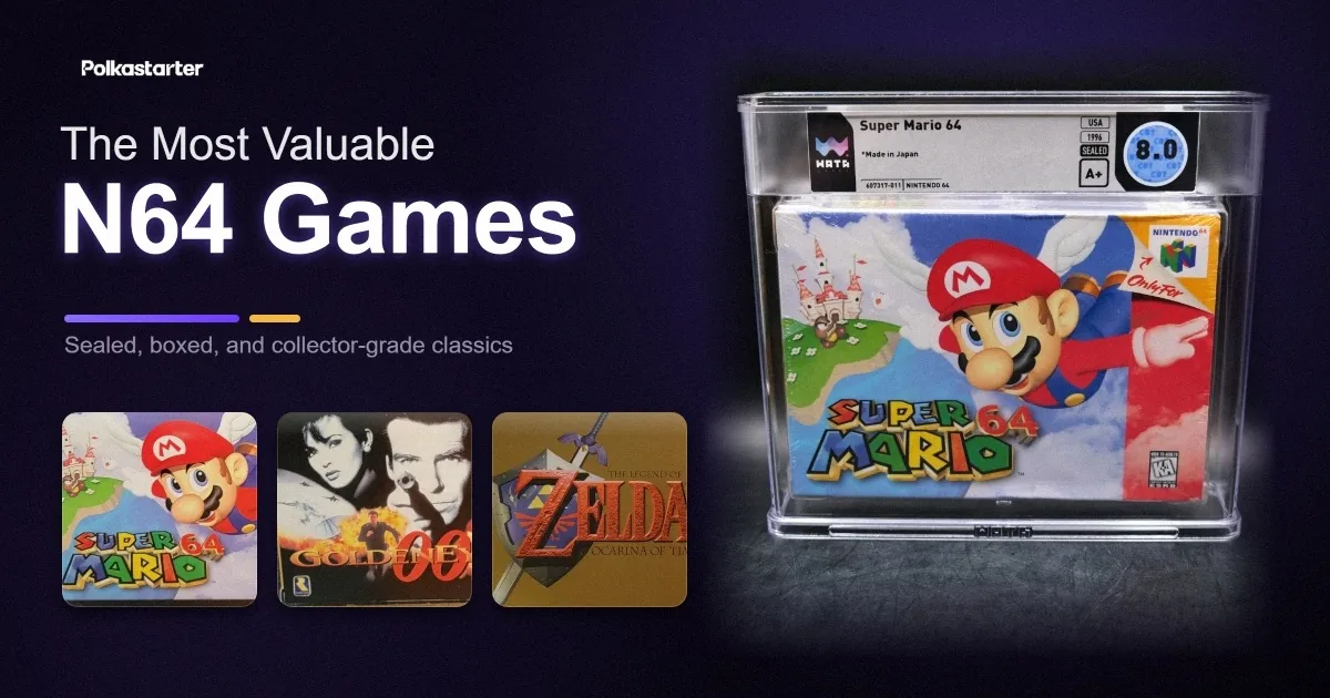 Nintendo 64 cartridges and boxes with a sealed WATA-graded game, the most valuable N64 games