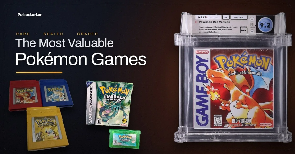 Vintage Pokémon Game Boy cartridges and boxes with a sealed graded copy, the most valuable Pokémon games