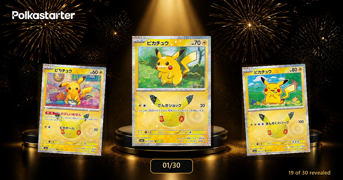The 30 Pikachu cards of 30th Celebration: Ken Sugimori's 01/30 leads the revealed lineup